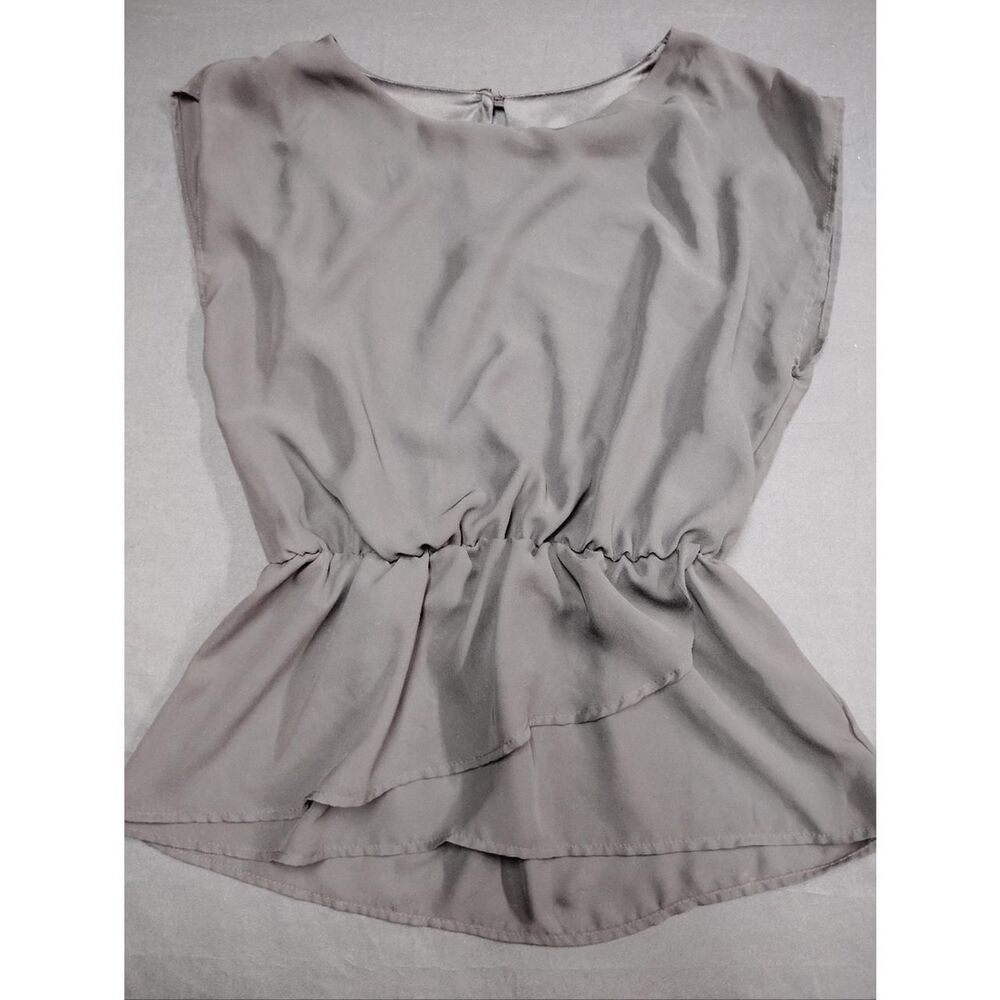 bobeau Dressy Black Ruffle Layered Sleeveless Peplum Blouse